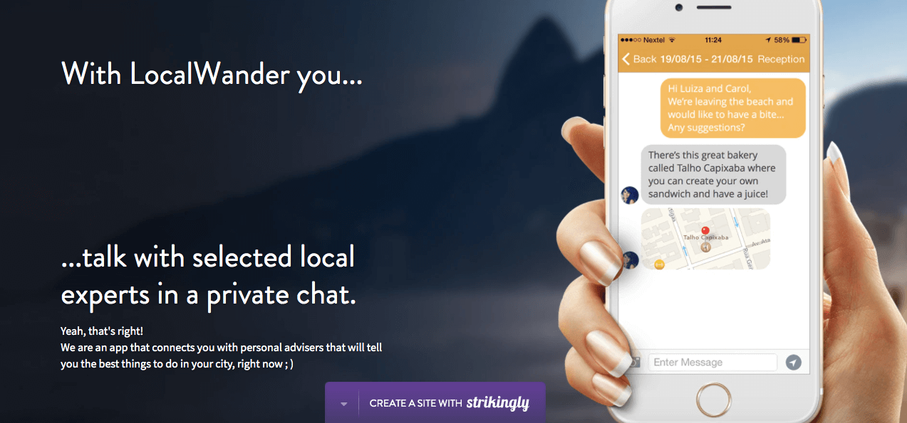 Strikingly user's website promoting an app that helps tourists find places within a locality Strikingly user's website promoting an app that helps tourists find places within a locality
